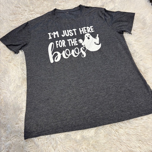 Just Here For The Boos T-Shirt New - funny Halloween shirt 👻 Grey Large - Picture 9 of 9